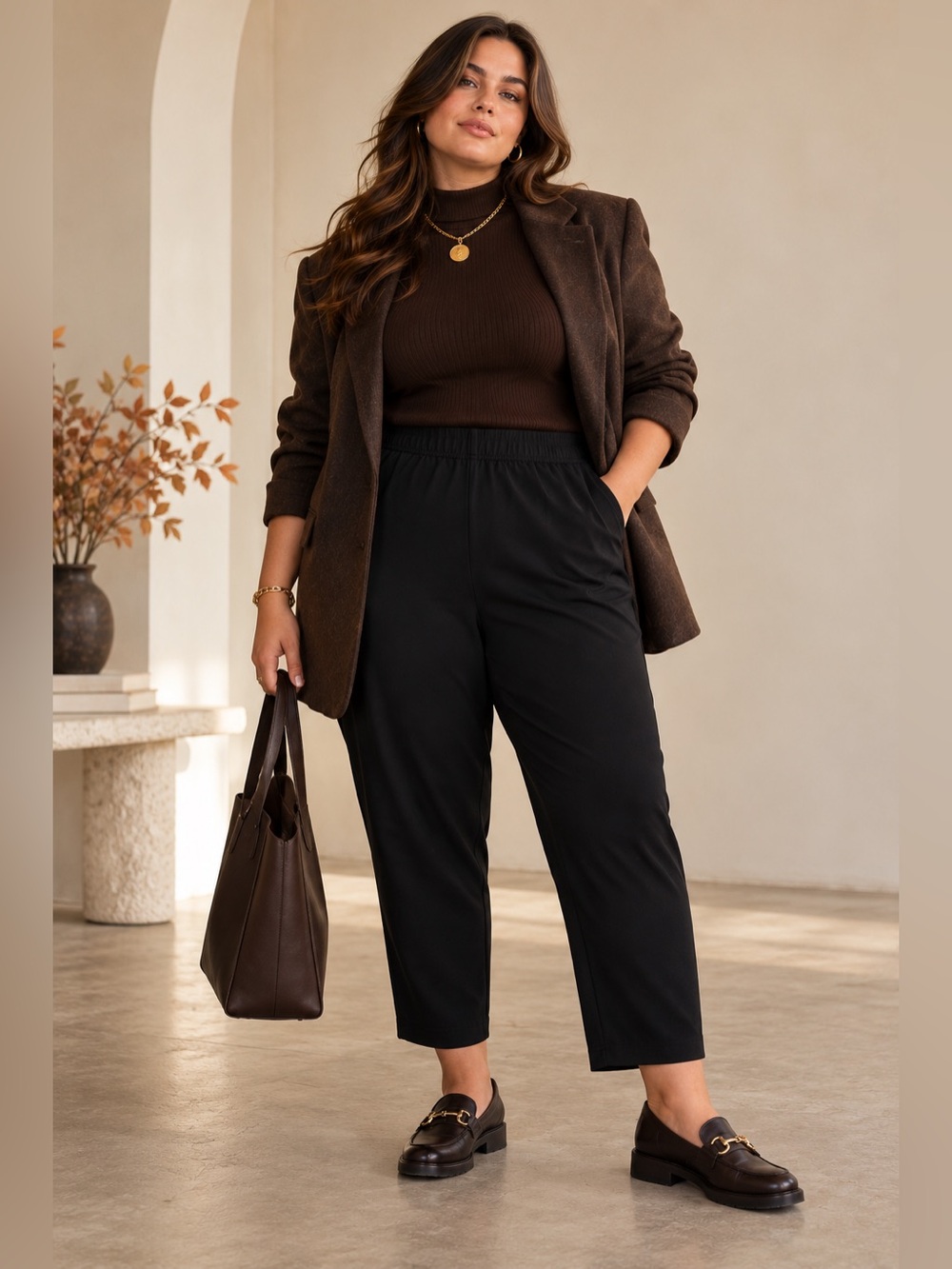 Eileen Fisher Black Cropped Ankle Pants XL High Rise Stretch USA Quiet Luxury